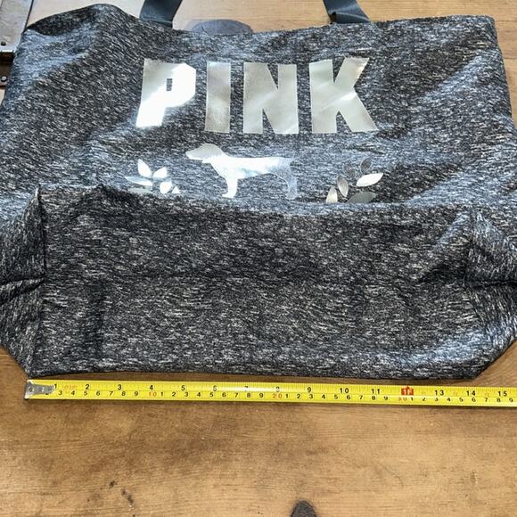 Victoria’s Secret PINK Gray Carryall Zip Top Tote Weekend Bag - Picture 7 of 9